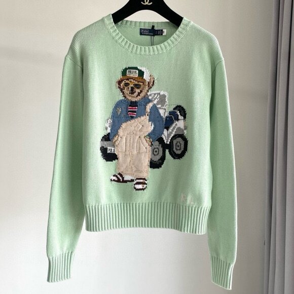 Polo by Ralph Light green tractor-shaped bear sweater - Picture 1 of 8